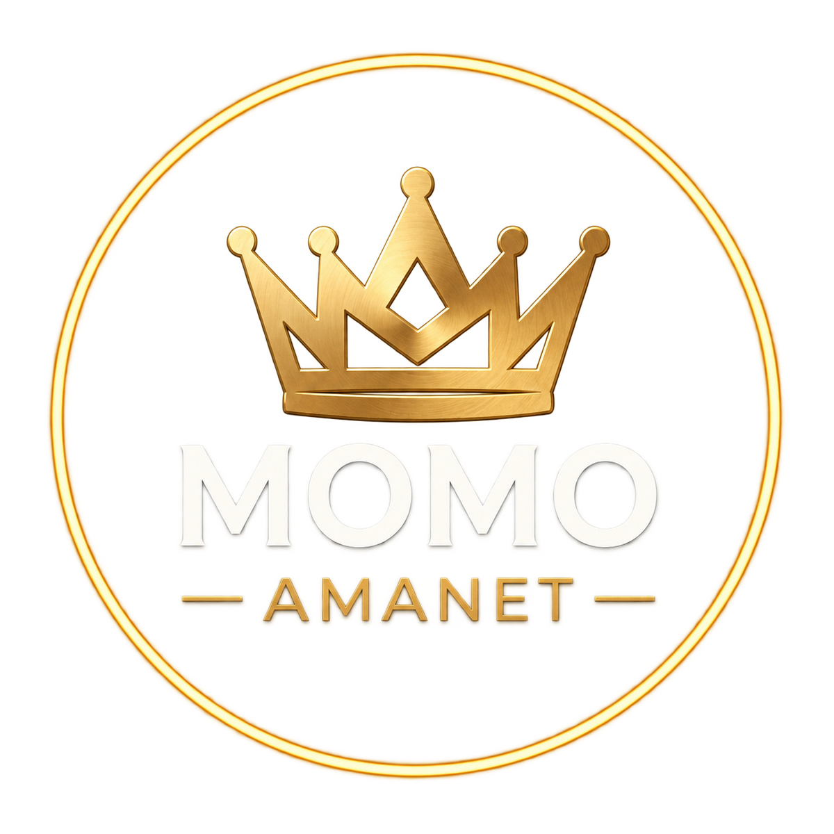 Momo Amanet — siglă cu coroană aurie pe fundal transparent