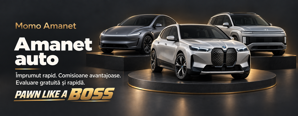 Momo Amanet — amanet auto, împrumut rapid, comisioane avantajoase și evaluare gratuită și rapidă. BMW iX, Tesla Model Y și Hyundai IONIQ 9. Pawn like a boss.